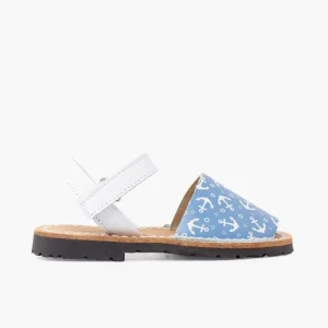 Pisamonas Menorquinas Bicolor Ancoras Crianca Tira Aderente Cor Blanco Y Azul Jeans Shop