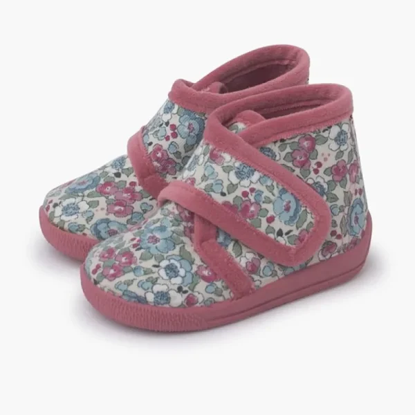 Pisamonas Pantufas Bota Flores Liberty Fecho Aderente Cor Rosa Outlet