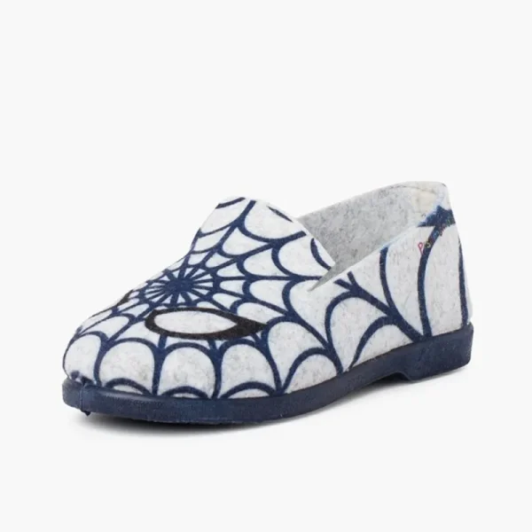 Pisamonas Pantufas Crianca Teia Aranha Cor Gris Y Azul Sale