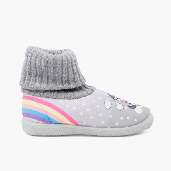 Pisamonas Pantufas Rebordo Meia La Unicornio Cor Cinzento Fashion