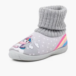 Pisamonas Pantufas Rebordo Meia La Unicornio Cor Cinzento Fashion