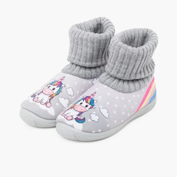 Pisamonas Pantufas Rebordo Meia La Unicornio Cor Cinzento Fashion