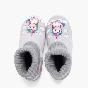 Pisamonas Pantufas Rebordo Meia La Unicornio Cor Cinzento Fashion