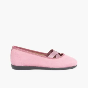 Pisamonas Sabrinas Menina Camurca Com Elastico Cruzado Tipo Ballet Discount