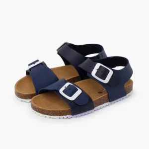 Pisamonas Sandálias Bio Menino Fivelas Sola Branca Cor Azul-Marinho Outlet